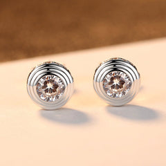 Aetolia 925 Sterling Silver 18K Gold Plated Spiral Round Bezel Set Stud Earrings SE0068