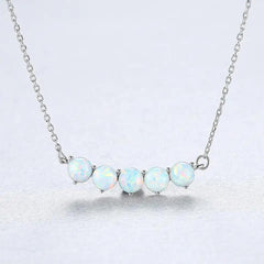 Aetolia 925 Sterling Silver Opal Necklace 5 Balls Opal Pendant Necklace SN0272
