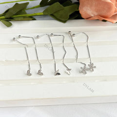 Aetolia New Arrival butterfly shape long tassel line screw earring 18K gold color S925 jewelry sterling silver stud earrings