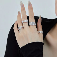 Aetolia High Quality 925 Sterling Silver Cuban Ring Full Iced Out Ring Cubic Zirconia Engagement Wedding Rings For Women Gifts