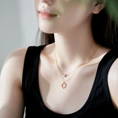 Aetolia Manufacturer Jewelry S925 Sterling Silver 18k Gold Plated Star Sun Pendant Dainty double layer Silver Necklaces