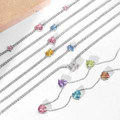 Aetolia Low Moq Vintage CZ Cubic Zirconia Pink Blue Square Heart Pendant 925 Sterling Silver Cuba Chain Link Tennis Necklaces For Women