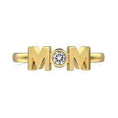 Aetolia Mother'S Day Gift Aetolia Shiny Cz Zircon Mom Ring 18K Gold I Love You Forever Mama Jewelry S925 Silver Rings For Women Wife