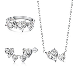 Aetolia S925 Sterling Silver Necklace 18K Gold Plated Wholesale Zirconia Double Heart Shape Necklaces Pendant Earring Ring Set