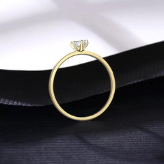 Aetolia 925 Sterling Silver 18K Gold Plated Classic 6 Prong Solitaire CZ Diamond Ring SR20060804