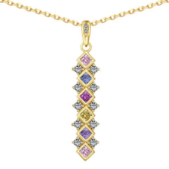 Aetolia Waterproof 18K Gold Plated Jewelry Colorful Cubic Zircon Diamond Pendant Necklace S925 Sterling Silver Necklaces For Women