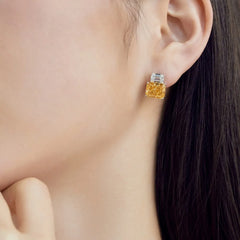 Aetolia Custom Oem Luxury S925 Sterling Silver Earring Jewelry Cubic Zirconia Classic Vintage Yellow Pink Studs Earrings For Women