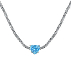 Aetolia Low Moq Vintage CZ Cubic Zirconia Pink Blue Square Heart Pendant 925 Sterling Silver Cuba Chain Link Tennis Necklaces For Women