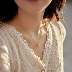 Aetolia Trendy Multilayer Pearl Heart Necklace 18K Gold Plated Metal Chain Boho Choker Pendant Layered Necklaces For Women