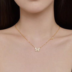 Aetolia Wholesale 18K Gold Plated Necklace Collares De Plata Para Mujer S925 Sterling Silver Zircon Butterfly Pendant Necklaces Women