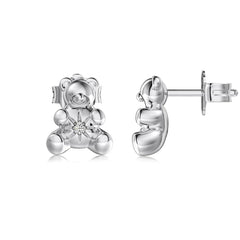 Aetolia Cute Style Bling 18K Gold Plated Teddy Jewelry S925 Sterling Silver Earring Cz Cubic Zircon Bear Stud Earrings For Women