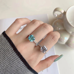 Aetolia Green Crystal S925 Sterling Jewelry Rhodium Plated Diamond Stackable Ring For Women Wedding Korean Style Wholesale Silver
