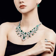 Aetolia Emerald S925 Sterling Silver Custom Cz Cubic Zirconia Stone Tennis Necklace Designs Big Diamond Necklaces For Women Bride Gift