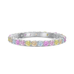 Aetolia Ready To Ship Oem Odm S925 Sterling Silver Ring Band Rainbow Colorful Pink Diamond Cz Cubic Zirconia Rings Jewelry Women