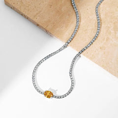 Aetolia Hot Selling Elegant Iced Out 925 Sterling Silver Full Cubic Zirconia Necklace Blue Pink Square Tennis Necklace Jewelry For Women