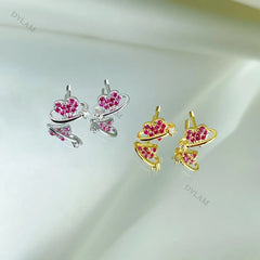 Aetolia Cute Fashionable Barbell Piercing Jewelry 925 Sterling Silver Pretty Pink CZ 18k Yellow Gold Heart Screw Back Earrings