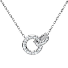 Aetolia Interlocking Double Circle Pendant 925 Silver Necklace Cz Cubic Zirconia Jewelry 18K Gold Plated Round Necklaces For Women