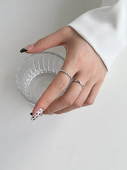 Aetolia Hypoallergenic Non Tarnish Minimalist 925 Silver Rhodium 18K Gold Plated Irregular Wave 2 Layer Adjustable Women Rings for women