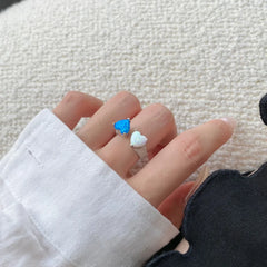 Aetolia No Moq Wholesale Price Simple Rings For Women Jewelry Fashion Unique Heart Shape Open S925 Sterling Silver Blue Opal Ring