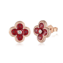 Aetolia Custom S925 Silver Rose Gold Plated Enamel Flower Heart Shape Diamond Dangle Clip On Pearl 5A Cubic Zirconia Stud Earrings Women