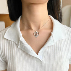 Aetolia Mother'S Day Gift No Moq S925 Silver Jewelry 18K Gold Necklace Cz Zirconia Heart Mom And Baby Pendant Necklaces For Women