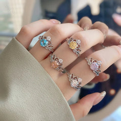 Aetolia 925 Sterling Silver Snake Pearl Square Cubic Zirconia Rings Adjustable Delicate Women Wedding Engagement Open Ring Jewelry