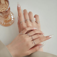 Aetolia Fashion Jewelry Trend Wholesale Ring Party Gift S925 Sterling Silver Stackable Initial Letter A-Z Rings For Women Daily Wear