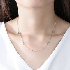 Aetolia high quality Blue 18K Plated Filled Jewelry Sterling Silver Rose Initial For Women Womens Trendy Gold Eye Necklace