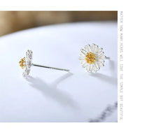 Aetolia Enamel 925 Sterling Silver Flower Shape Stud Earrings Daisy Flower Pin Earrings