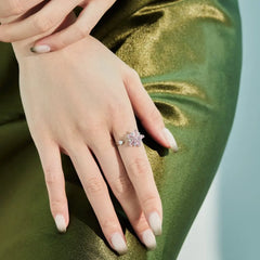 Aetolia Wholesale Adjustable Pink Flower Minimalist 18K Gold Plated Ring S925 Silver Open Spinning Fidget Anxiety Rings For Women