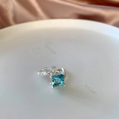 Aetolia Punk Handmade Jewelry lightweight Sterling Silver 925 Lava Style Open Ring Fine Polishing Square Cut Cubic Zircon Rings