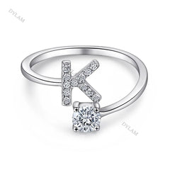 Aetolia Custom Adjustable Finger Fine Jewelry luxury 925 Sterling Silver Engagement Ring Set Letter Initial Wedding Rings Women