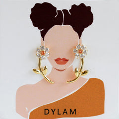 Aetolia Plant Flower Fashion Earrings Trend Jewelry Drop Statement Gold Earrings Set with Card 21524 Earring Women