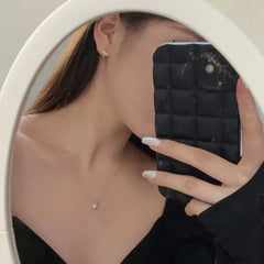 Aetolia Personalized Trendy S925 Sterling Silver 1% Percent Percentage Symbol Fresh Water Peal Diamond cubic Zircon Stud Earrings women