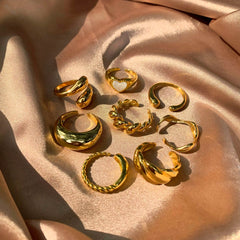 Aetolia Low MOQ 18k gold plating stack ring Chunky 925 silver fidget adjustable free size women jade rings