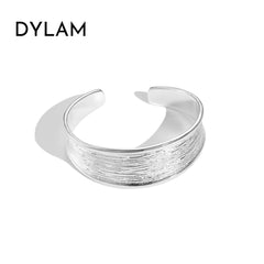 Aetolia Personalized Design Texture Jewelry Stripe Wide S925 Sterling Silver Bracelet Open Cuff Bracelets Bangle For Women Man