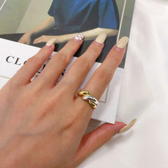 Aetolia Winter Arrival Double Rings Gold And Silver INS Irregular Geometry S925 Gold Plating Open Rings Jewelry For Women