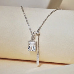 Aetolia Dainty Non Tarnish Waterproof Cz Square Cubic Zirconia 18K Gold Plated Necklace Jewelry Diamond Pendant Necklaces Women