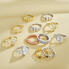 Aetolia Custom Luxury adjustable Heart Shaped Cubic Zircon Diamond Women open Promise Engagement Wedding 925 Sterling Silver Ring