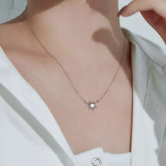 Aetolia Fine jewelry cubic zirconia Sun Flower shape blue Opal Choker Necklace Hawaiian Necklace Flower Chocker Necklaces for Women