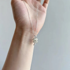 Aetolia S925 Sterling Silver 18K Gold-Plated Hotan Jasper Fine Exquisite Lucky Four Leaf Clover Clover Pendant Necklaces For Women Lady