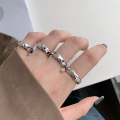 Aetolia Custom Heart Geometric Wave Shape 925 Sterling Silver Ring Irregular Colored Zircon Rings Open Adjustable Ring For Women