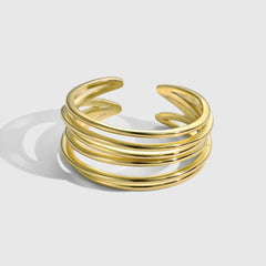 Aetolia Minimalist fine Jewelry 925 Sterling Silver Rhodium 18K Gold Plated Multiple Layer Hallow Out Adjustable Women Rings women
