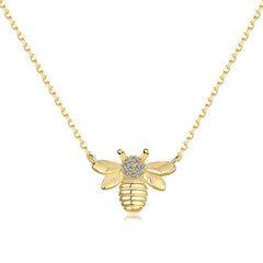 Aetolia Bee Necklace Jewelry Cubic Zirconia Charm Honey Bee 18K Gold Plated S925 Sterling Silver Pendant Necklaces For Women