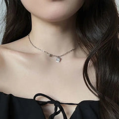 Aetolia Manufacturer Wholesale Fine Popular 925 Sterling Silver Chain Necklace Letter Good Luck Square Pendant Necklaces For Women