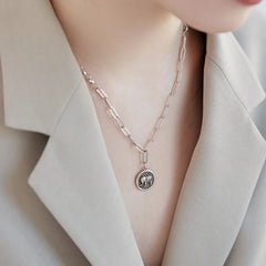 Aetolia New Arrival Ins Bloggers Elephant Pendant S925 Sterling Silver Retro Rhodium Chain Necklace For Women And Man Daily Wear