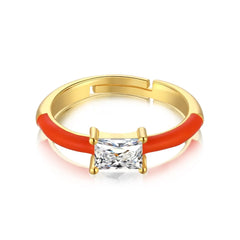 Aetolia Acrylic Colorful Chunky Ring Anillo 925 Sterling Silver 18K Gold Open Adjustable Square Enamel Jewelry Amour Rings For Women