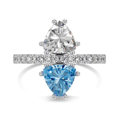 Aetolia 925 Sterling Silver High-End Design Double Stone Blue Ruby Cz Cubic Zirconia Ring Wedding Engagement Rings For Women