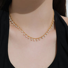 Aetolia Baguette Diamond 18K Gold Plated Necklace Zirconia Stone Classic Eternity Tennis Necklaces 925 Sterling Silver For Women