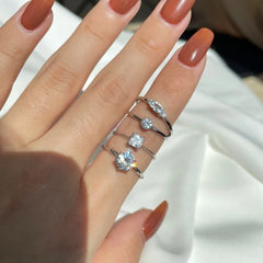 Aetolia NO MOQ 925 sterling silver zircon bling bling promise engagement ring women